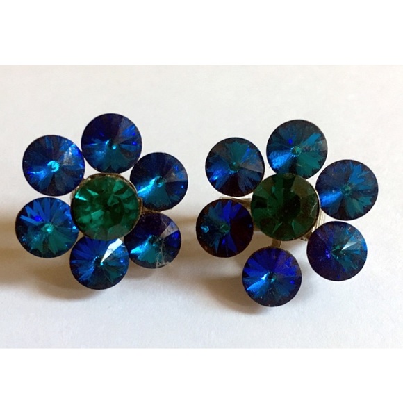 Bright Blue Clip On Earrings - Picture 2 of 4